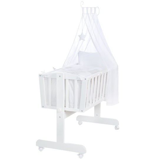 Complete Cradle Set 'Fox & Bunny', 40 x 90 cm, White, with Locking Function, incl. Accessories/Equipment – Cutout (1/9)