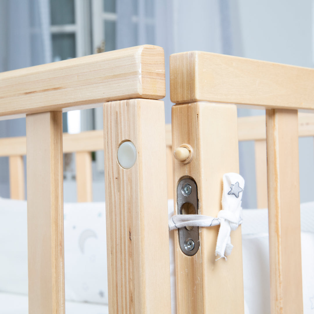 Stubenbett 'safe asleep®' 3 in 1, 'Sternenzauber', Beistellbett, Babybett & Bank, natur, inkl. Zubehör – Detailbild (2/11)