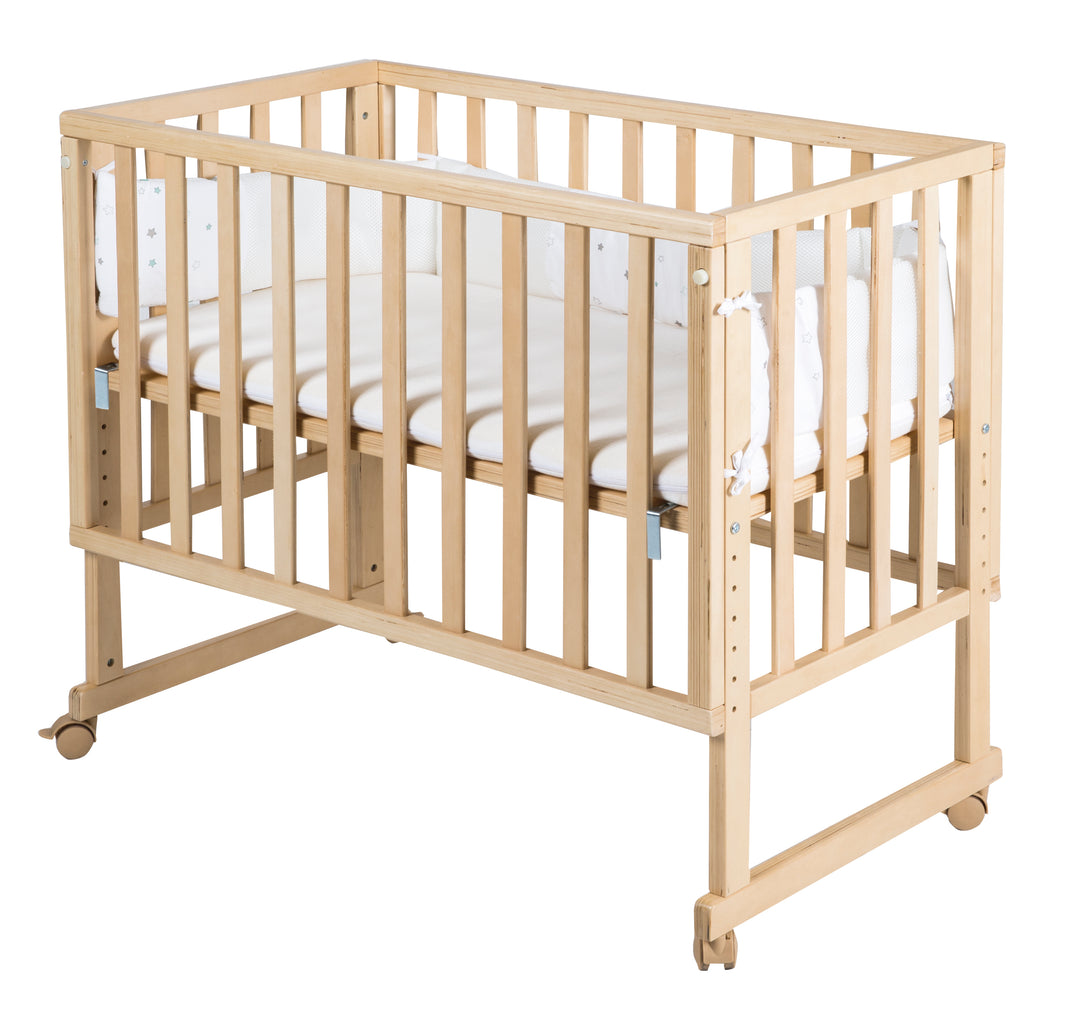 Stubenbett 'safe asleep®' 3 in 1, 'Sternenzauber', Beistellbett, Babybett & Bank, natur, inkl. Zubehör – Freisteller (4/11)