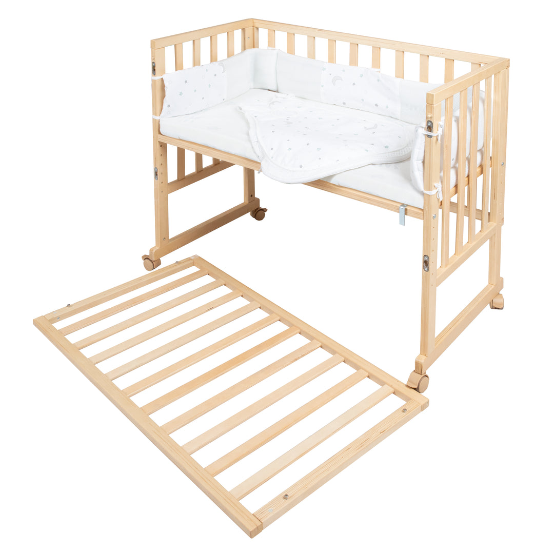 Stubenbett 'safe asleep®' 3 in 1, 'Sternenzauber', Beistellbett, Babybett & Bank, natur, inkl. Zubehör – Freisteller (6/11)