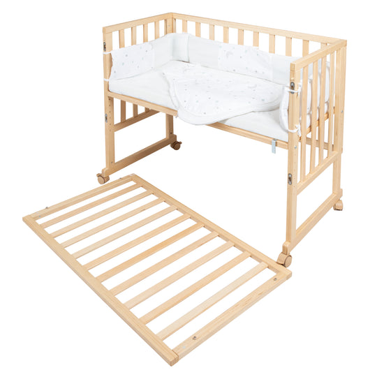 Stubenbett 'safe asleep®' 3 in 1, 'Sternenzauber', Beistellbett, Babybett & Bank, natur, inkl. Zubehör – Freisteller (6/11)