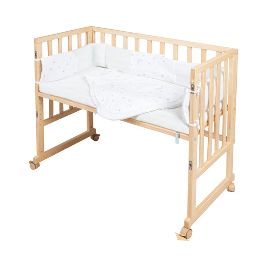 Stubenbett 'safe asleep®' 3 in 1, 'Sternenzauber', Beistellbett, Babybett & Bank, natur, inkl. Zubehör – Freisteller (7/11)