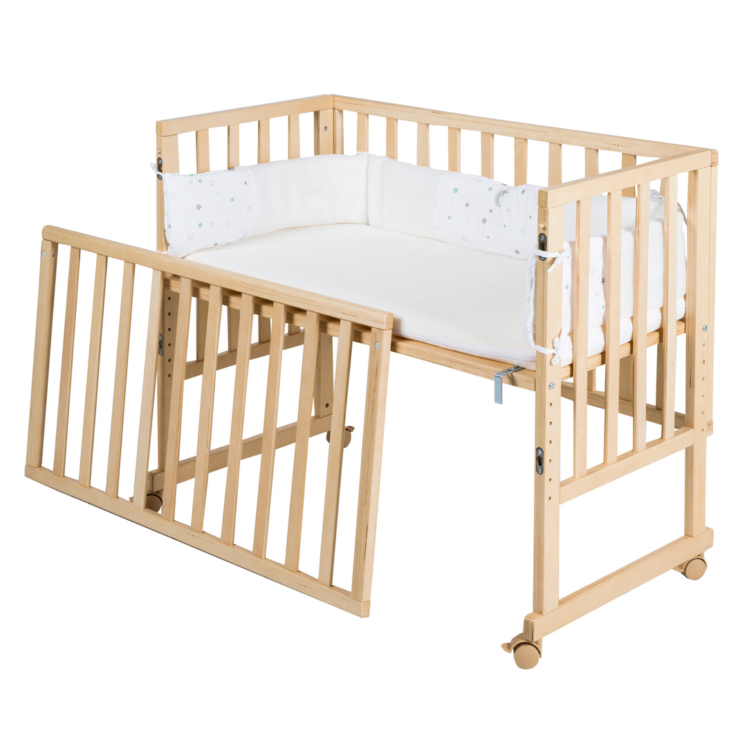 Stubenbett 'safe asleep®' 3 in 1, 'Sternenzauber', Beistellbett, Babybett & Bank, natur, inkl. Zubehör – Freisteller (8/11)