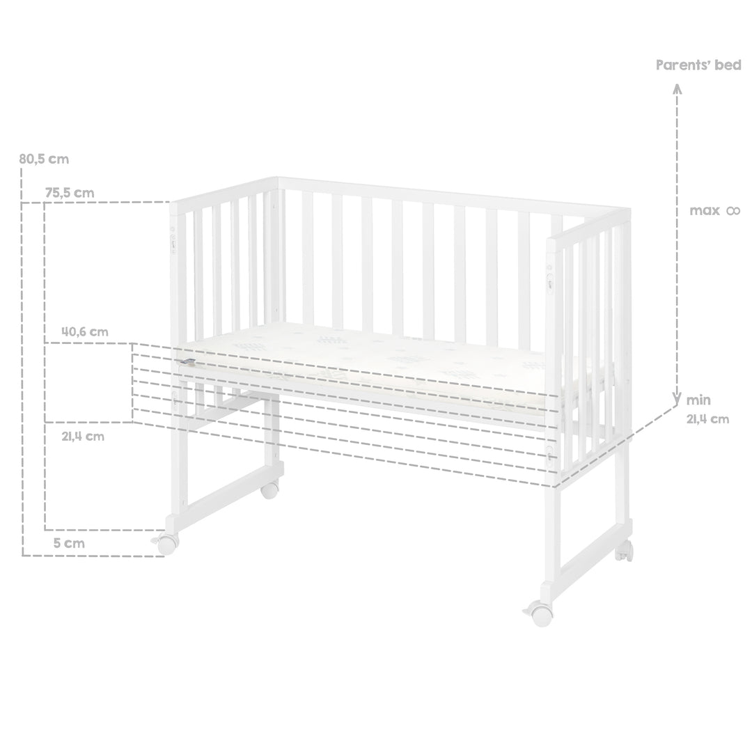 Stuben- & Beistellbett safe asleep® 3 in 1 - 45 x 90 cm inkl. Zubehör & Mesh-Barriere – Infografik (13/17)
