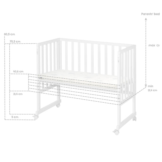 Stuben- & Beistellbett safe asleep® 3 in 1 - 45 x 90 cm inkl. Zubehör & Mesh-Barriere – Infografik (13/17)