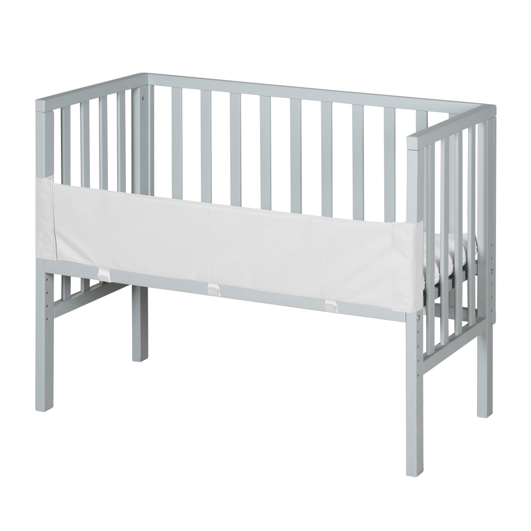 Beistellbett 2in1 'safe asleep®' mit Barriere & Matratze - für alle Elternbetthöhen - Holz taupe – Infografik (14/15)