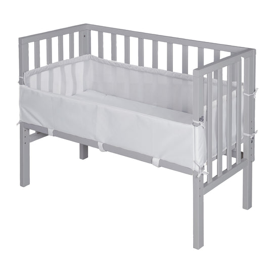 2in1 lit cododo 'roba Style' incl. matelas 45x90, Mesh-Tour de lit & barrière - Bois taupe – Détourage (1/8)