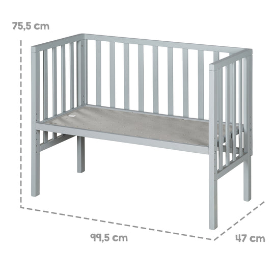 2in1 lit cododo 'roba Style' incl. matelas 45x90, Mesh-Tour de lit & barrière - Bois taupe – Photo d'ambiance (5/8)