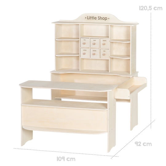 Play Shop, Large Play Shop, Wood Natural, Sales Stand 6 Drawers, Counter, Side Counter – Infographic (4/15)