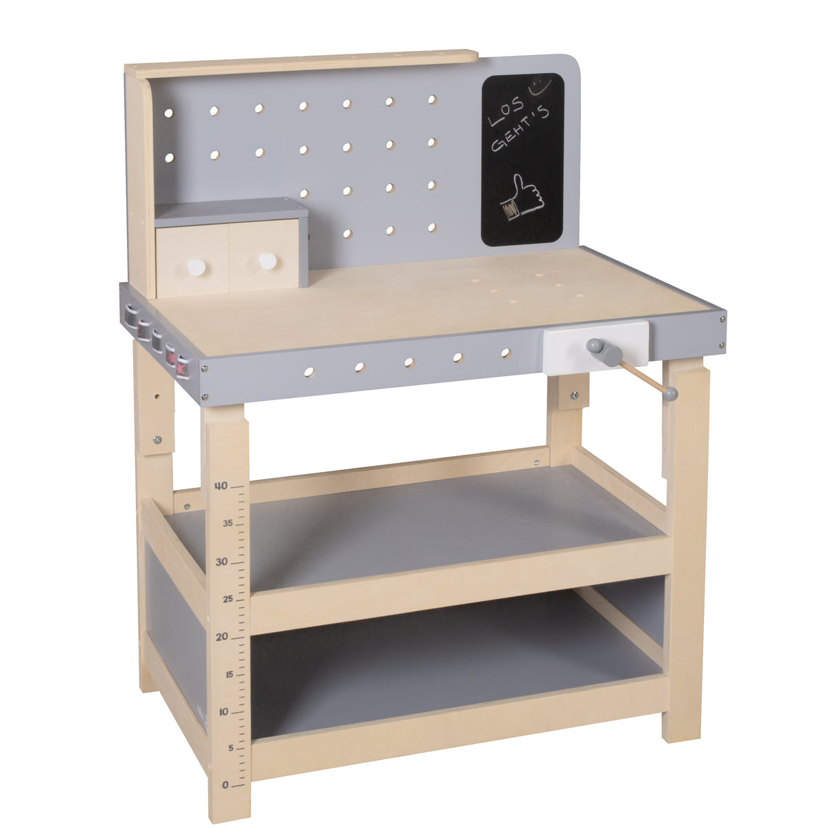 Workbench, Wooden Workbench, Tool Set, Large Worktop, Storage Compartment, 3 Drawer Compartments, Grows with Your Child – Cutout (1/20)