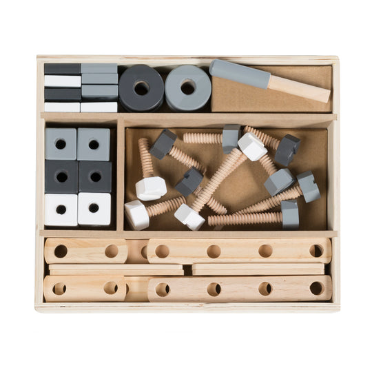 Set de construcción de madera para niños, Baukasten-Set 48piezas, madera-Caja de herramientas, juguete a partir de 3 años – Recorte (1/21)