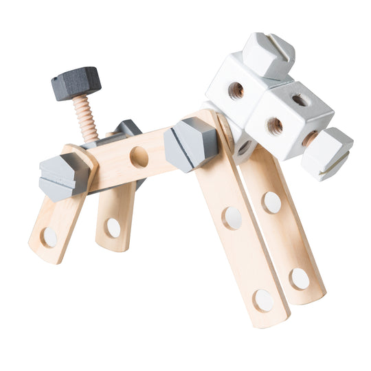 Set de construcción de madera para niños, Baukasten-Set 48piezas, madera-Caja de herramientas, juguete a partir de 3 años – Recorte (12/21)