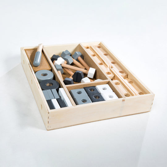 Set de construcción de madera para niños, Baukasten-Set 48piezas, madera-Caja de herramientas, juguete a partir de 3 años – Foto ambientada (2/21)