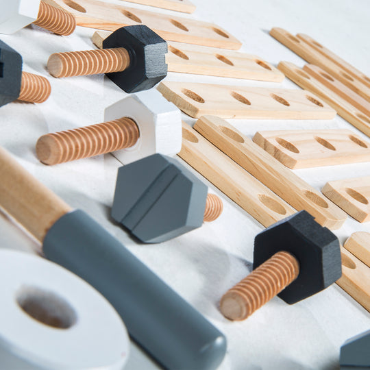 Set de construcción de madera para niños, Baukasten-Set 48piezas, madera-Caja de herramientas, juguete a partir de 3 años – Foto de detalle (18/21)
