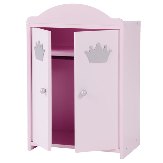 Puppenkleiderschrank 'Prinzessin Sophie', 2-türig, rosa lackiert, inkl. Kleiderstange & Boden – Freisteller (4/5)