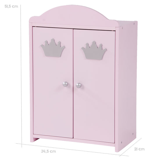 Puppenkleiderschrank 'Prinzessin Sophie', 2-türig, rosa lackiert, inkl. Kleiderstange & Boden – Infografik (3/5)