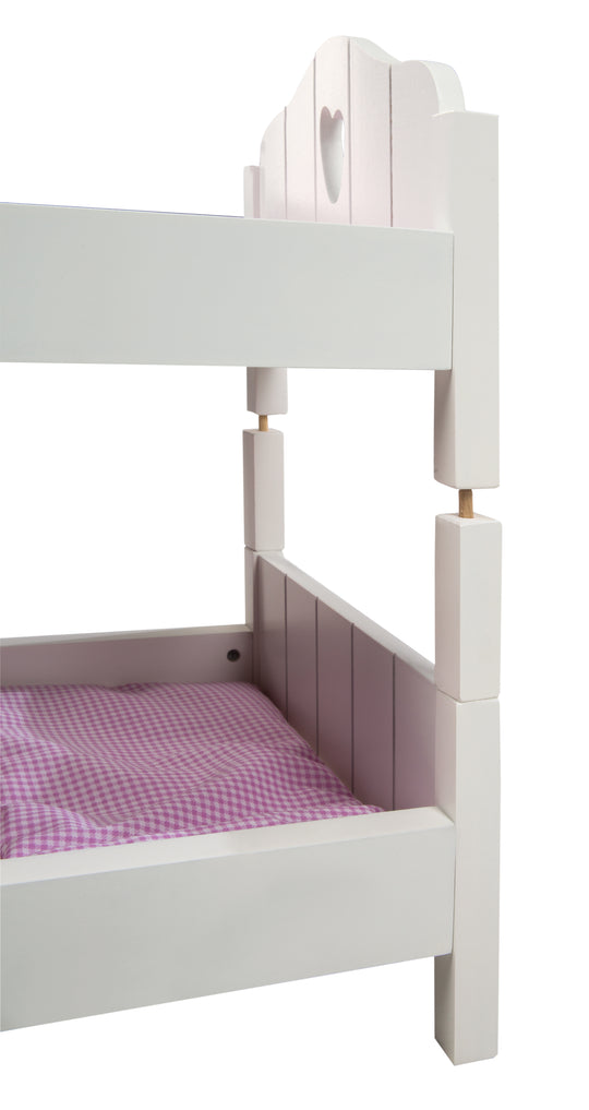 Puppenetagenbett 'Fienchen', Puppenbett teilbar, weiß lackiert, inkl. textiler Ausstattung – Detailbild (3/7)