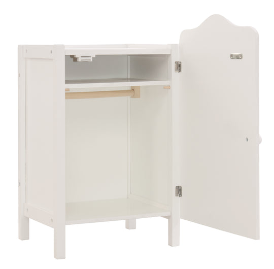 Puppenkleiderschrank 'Stella', zum Verstauen von Puppenkleidung & Zubehör, weiß lackiert – Freisteller (4/7)