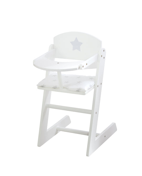 Puppenhochstuhl 'Stella', weißer Puppenstuhl aus Holz für Babypuppen – Freisteller (1/6)