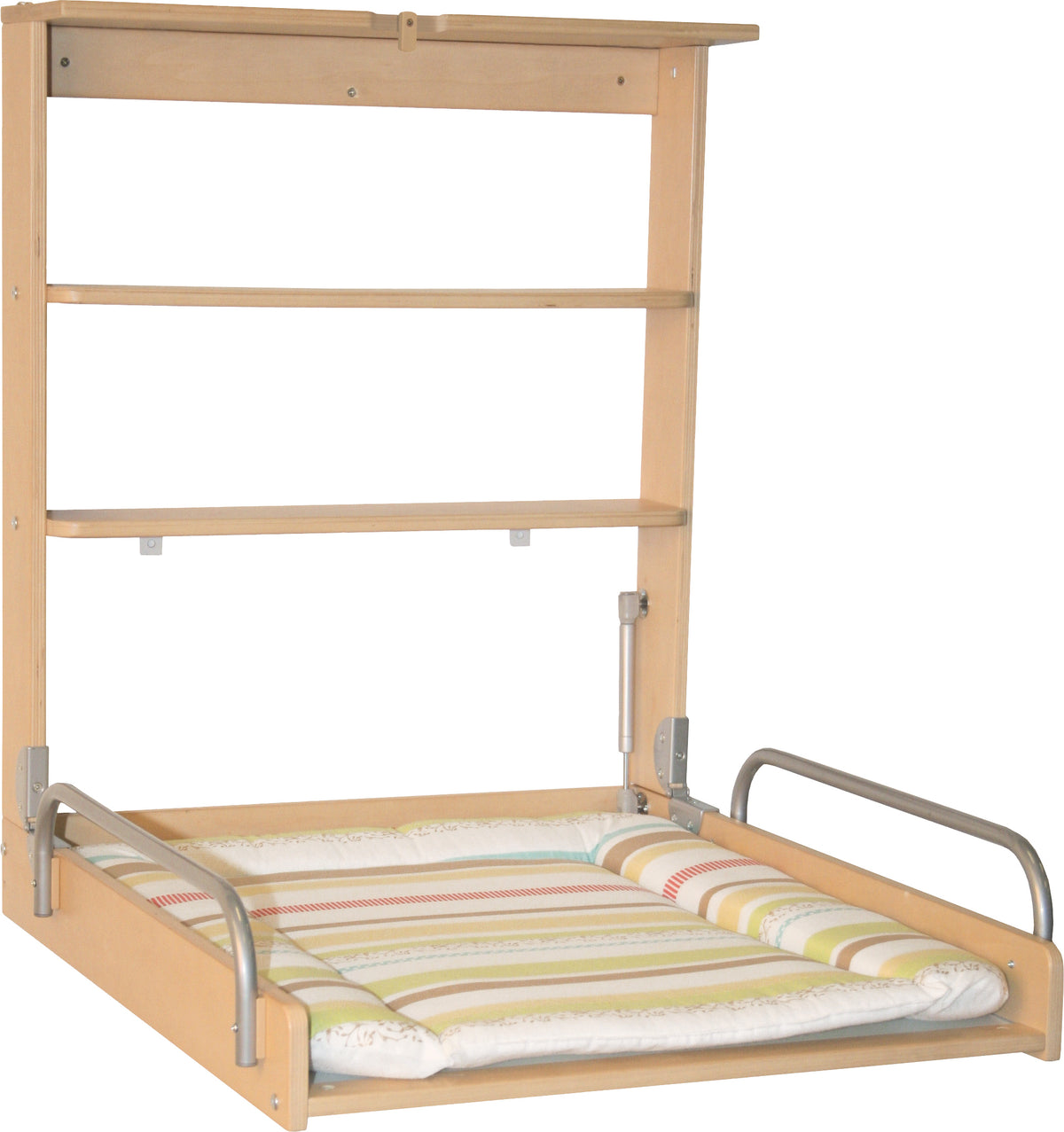 Wandwickelregal, klappbares Wickelregal, natur inkl. Wickelunterlage 'Dschungelbaby' – Produktbild (1/11)