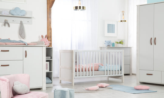 Ensemble chambre d'enfant 'Mila', incl. lit combiné 70 x 140 cm, commode à langer & 3portes armoire, gris/blanc – Photo du produit (6/16)
